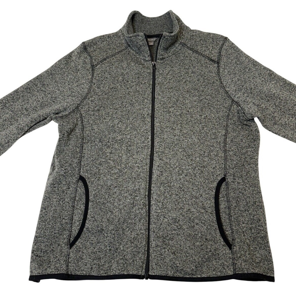 Eddie‎ Bauer Jacket Gray Fleece Long Sleeve Full Zip Women's Size 2XL